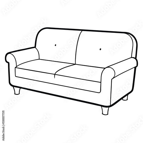 Line art of a cabinet with drawers isolated on transparent background