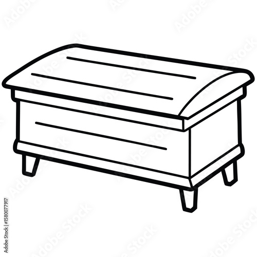 Treasure chest outline illustration isolated on transparent background