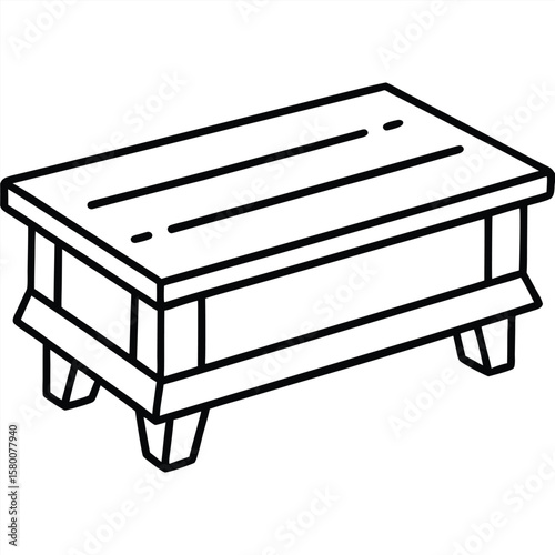 Treasure chest outline illustration isolated on transparent background