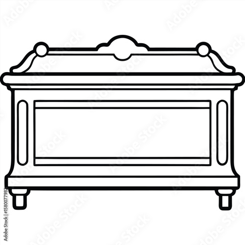 Treasure chest outline illustration isolated on transparent background