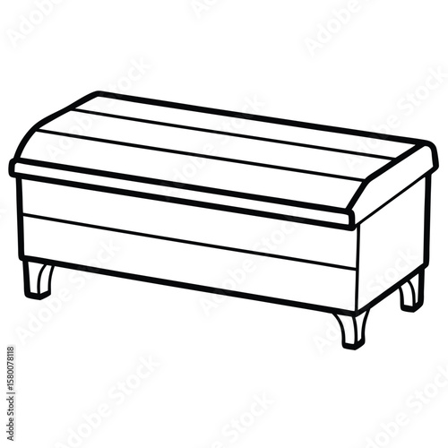 Treasure chest outline illustration isolated on transparent background