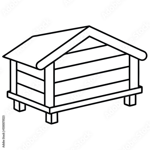 Treasure chest outline illustration isolated on transparent background