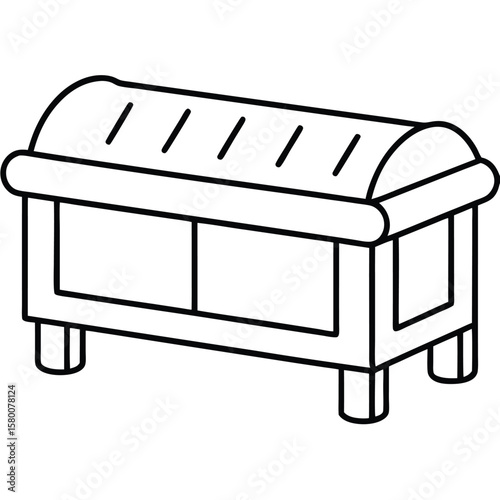 Treasure chest outline illustration isolated on transparent background