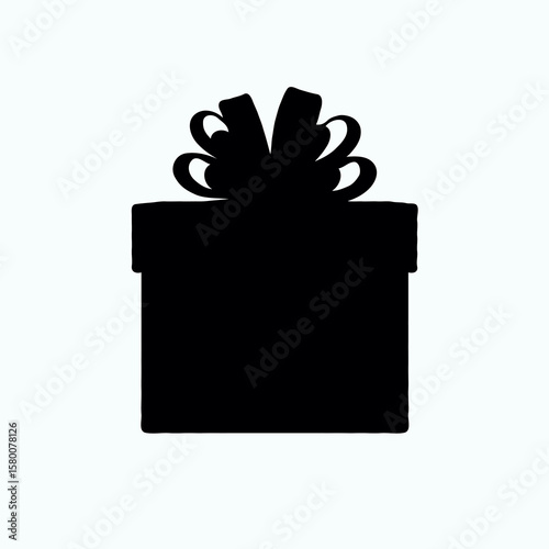 Canvas Print gift box with ribbon silhouette on white background