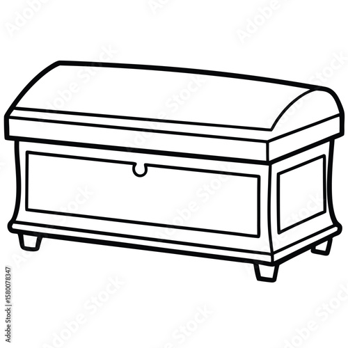 Treasure chest outline illustration isolated on transparent background