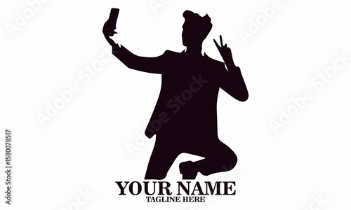 man taking a selfie photo vector illustration and logo design