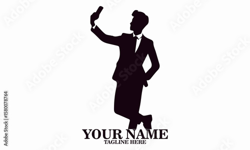 man taking a selfie photo vector illustration and logo design