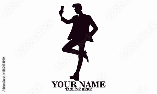 man taking a selfie photo vector illustration and logo design