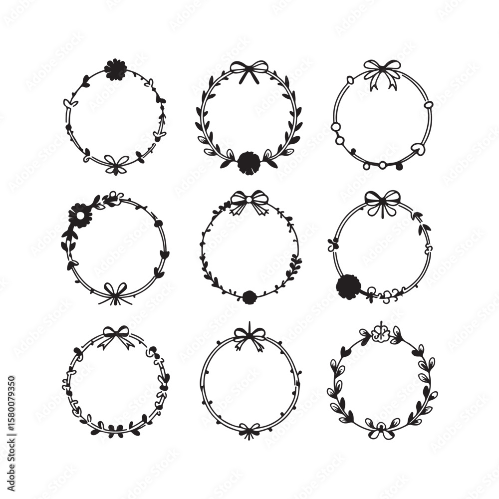 Obraz premium Classic Ornamental Frame Vectors | Vintage Silhouette Designs for Elegant Graphic Layouts.