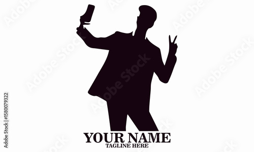 man taking a selfie photo vector illustration and logo design
