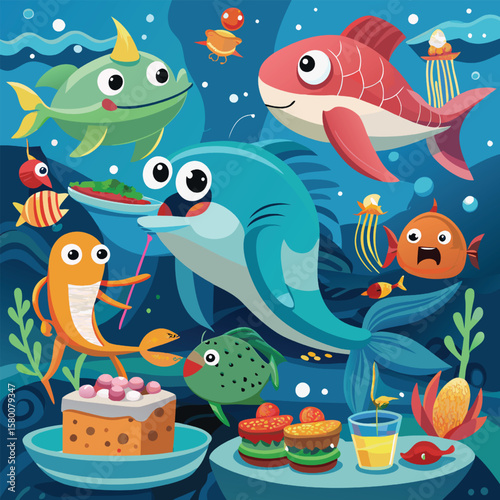 set of funny cartoon animals