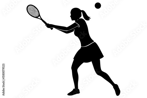 Silhouette of a woman playing tennis sport game