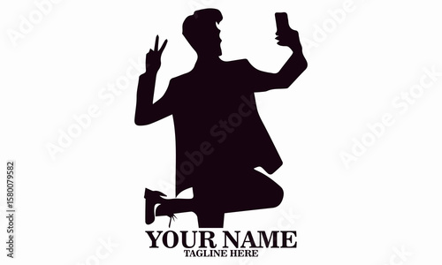 man taking a selfie photo vector illustration and logo design