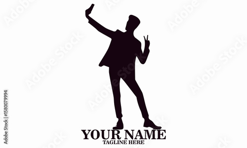 man taking a selfie photo vector illustration and logo design