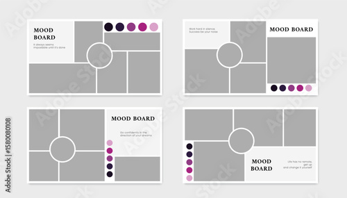 Mood board layout. Photo collage template. Mosaic picture grid. Mood board mockup. Vector illustration
