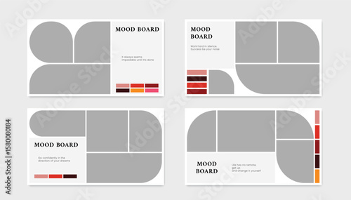 Mood board layout. Photo collage template. Mosaic picture grid. Mood board mockup. Vector illustration