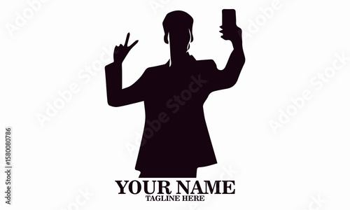 man taking a selfie photo vector illustration and logo design