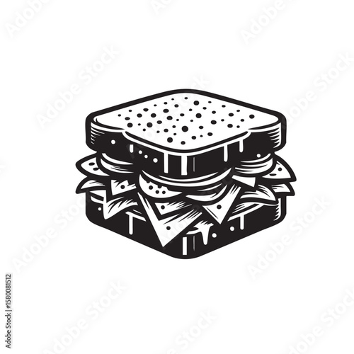 Sandwich black and white silhouette icon	
