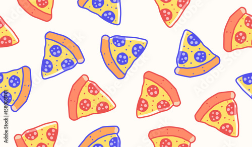 Cute pizza pattern background vector design
