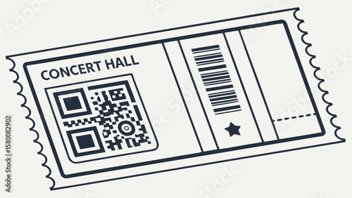 Concert ticket event pass qr code barcode star admission entry concert hall event ticket design template