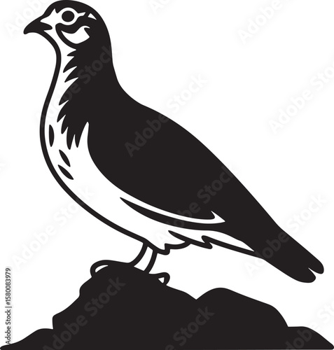 Ptarmigan bird silhouette line art design illustration premium quality