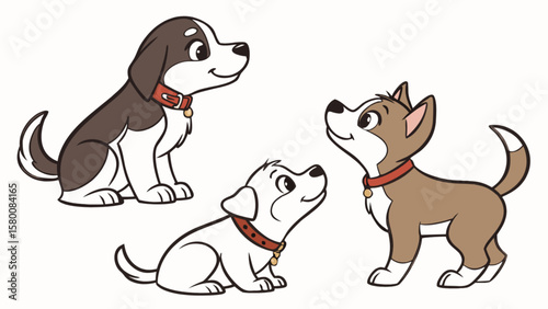 Cute cartoon dog puppies illustration vector drawing for kids and dog lovers adorable puppy pets drawing