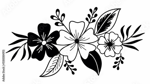Elegant floral arrangement vector design featuring blooming flowers and leaves for graphic design projects