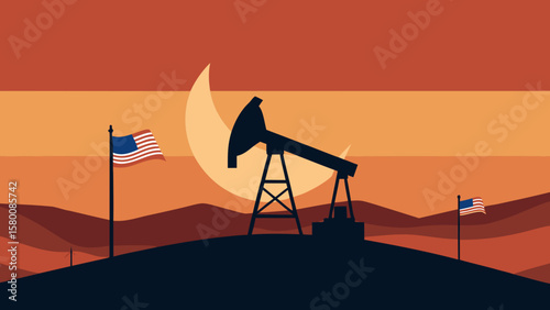 oil pump in the sunset