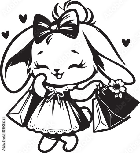 Adorable Bunny Rabbit with Shopping Bags