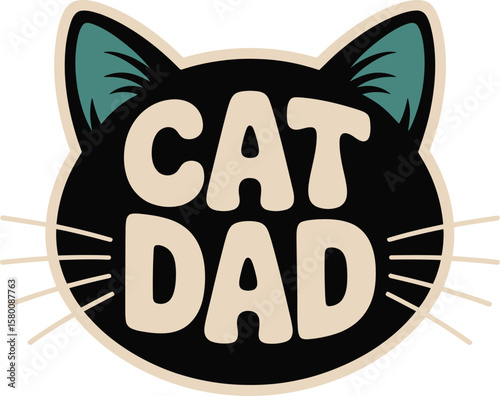 Cat dad typography design featuring a stylized black cat face