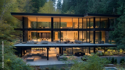 Modern glass house nestled in the forest: Architectural marvel of the Pacific Northwest