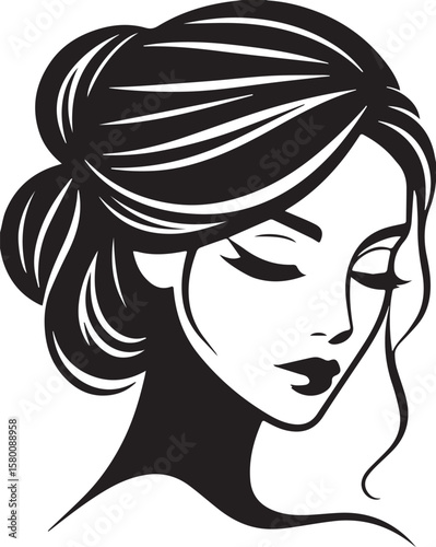 Graceful Woman with Updo Silhouette