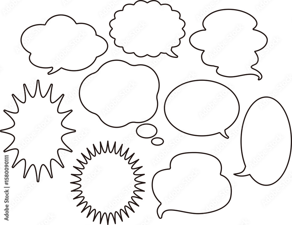 Fototapeta premium 吹き出し フレーム コミック マンガ あしらい 飾り コピースペース 背景 枠 デザイン イラスト