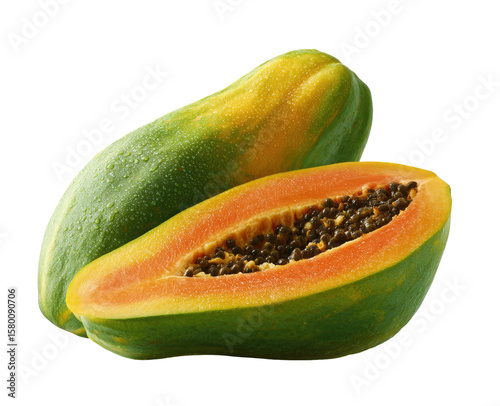 Wallpaper Mural Ripe Papaya Fruit Halved on Transparent Background Torontodigital.ca