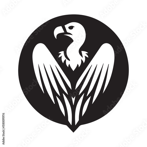 Minimalist vulture logo with white background 