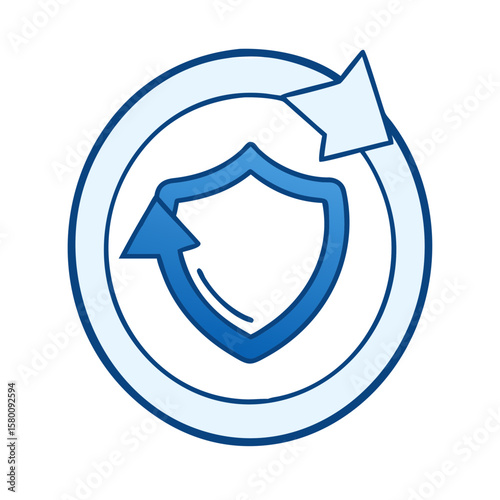 Circular Shield Symbol With Refresh Arrows Representing Continuous Protection