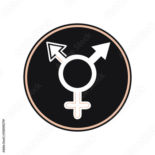 Black Vector Icon Combining Male Arrow and Female Symbol in Modern Design
