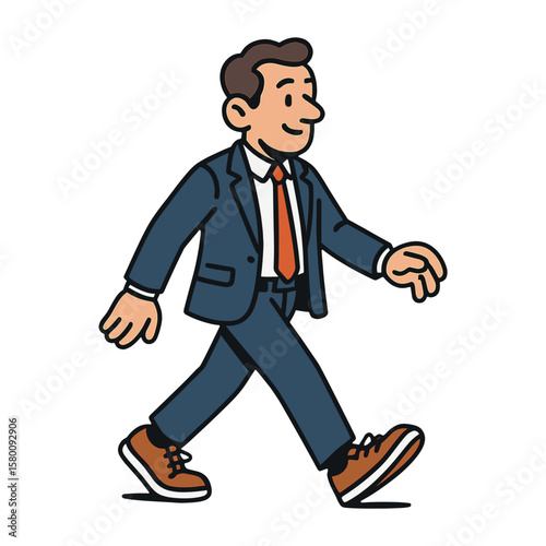 Cartoon businessman walking confidently vector