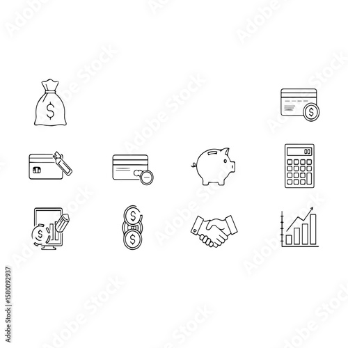Finance and Banking Outline Icon Set