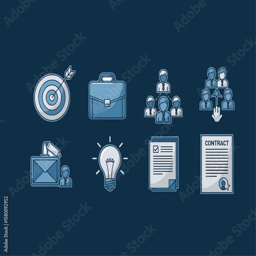 Business Strategy and Corporate Management Icons
