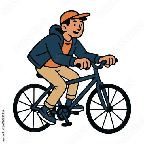 Cartoon cyclist riding bicycle vector