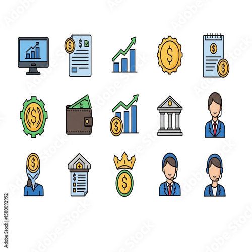 Finance, Banking, and Investment Growth Icons