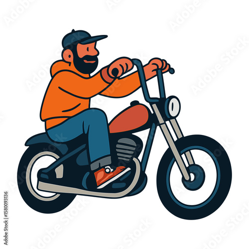 Cartoon man riding motorcycle vector