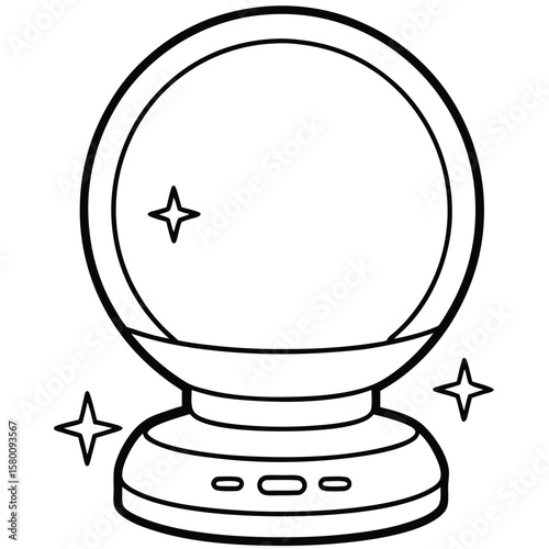 Illustration of a vanity table with round mirror isolated on white background