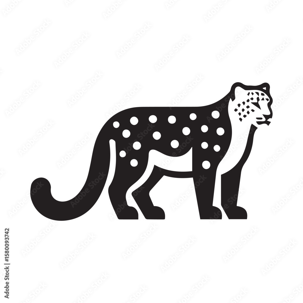Obraz premium Minimalist leopard logo on white background