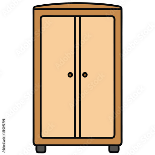 Wooden nightstand with three drawers isolated on transparent background