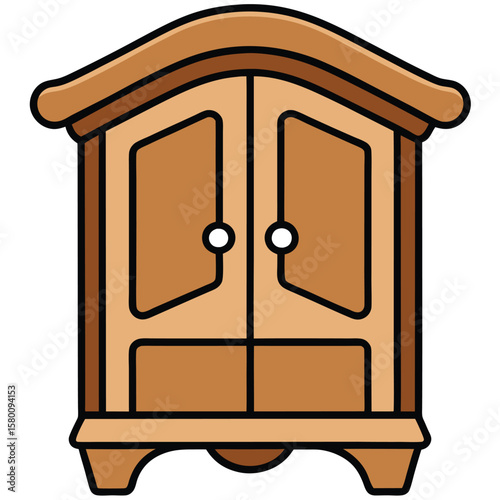 Wooden nightstand with three drawers isolated on transparent background