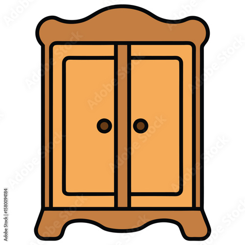 Wooden nightstand with three drawers isolated on transparent background