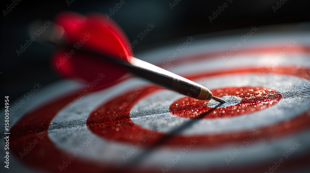 Obraz premium the red dart hitting the center of a target, perfectly symbolizing precision and achievement. It captures the essence of focus, accuracy, and hitting the mark.