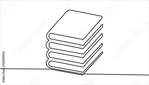 Continuous one line drawing of book opening vector graphic illustration. Education books line art vector illustration, education concept. Open book continuous one line drawing illustration.